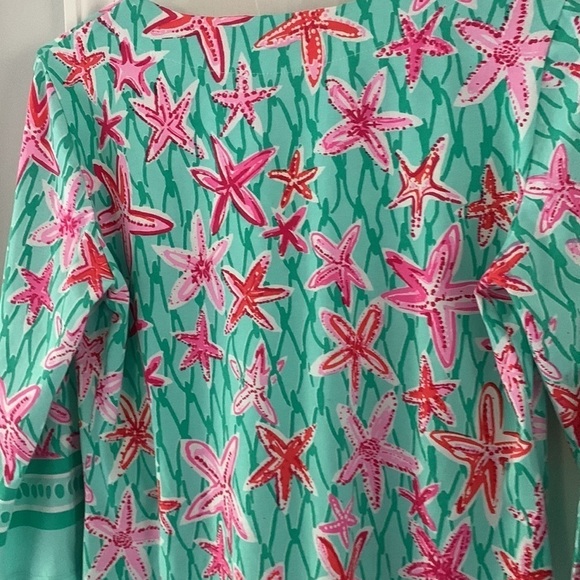 Barbara Erickson Seafoam Pink dress starfish print summer vocation travel size S - Picture 7 of 11